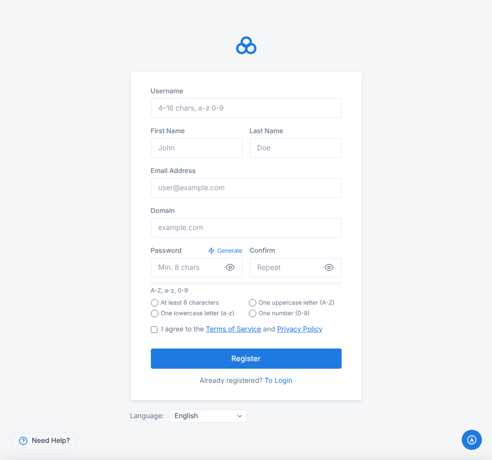 CL-Register Portal Interface